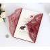 Wine Red Invitation Laser Wedding Invitation Card With Ribbon Bow